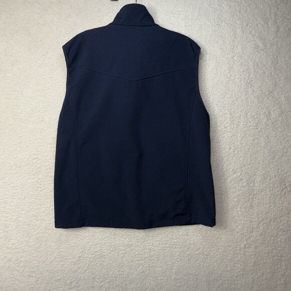 Wyoming Traders Mens Large Zip Up Navy Fleece Lined Soft Shell Ranch Wear Vest - Picture 3 of 7